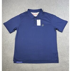 Robert Graham Mens Navy Blue Cotton Short Sleeve Polo Shirt XL Stone Trail
